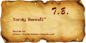 Tordy Bennó névjegykártya